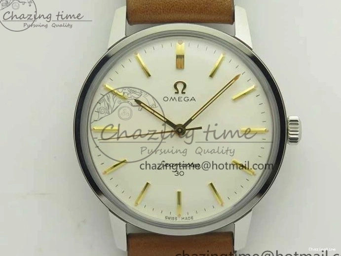 0304 Seamaster 30 1962 SS TW Best Edition White Dial YG Markers On Leather Strap MIYOTA Soft 8080